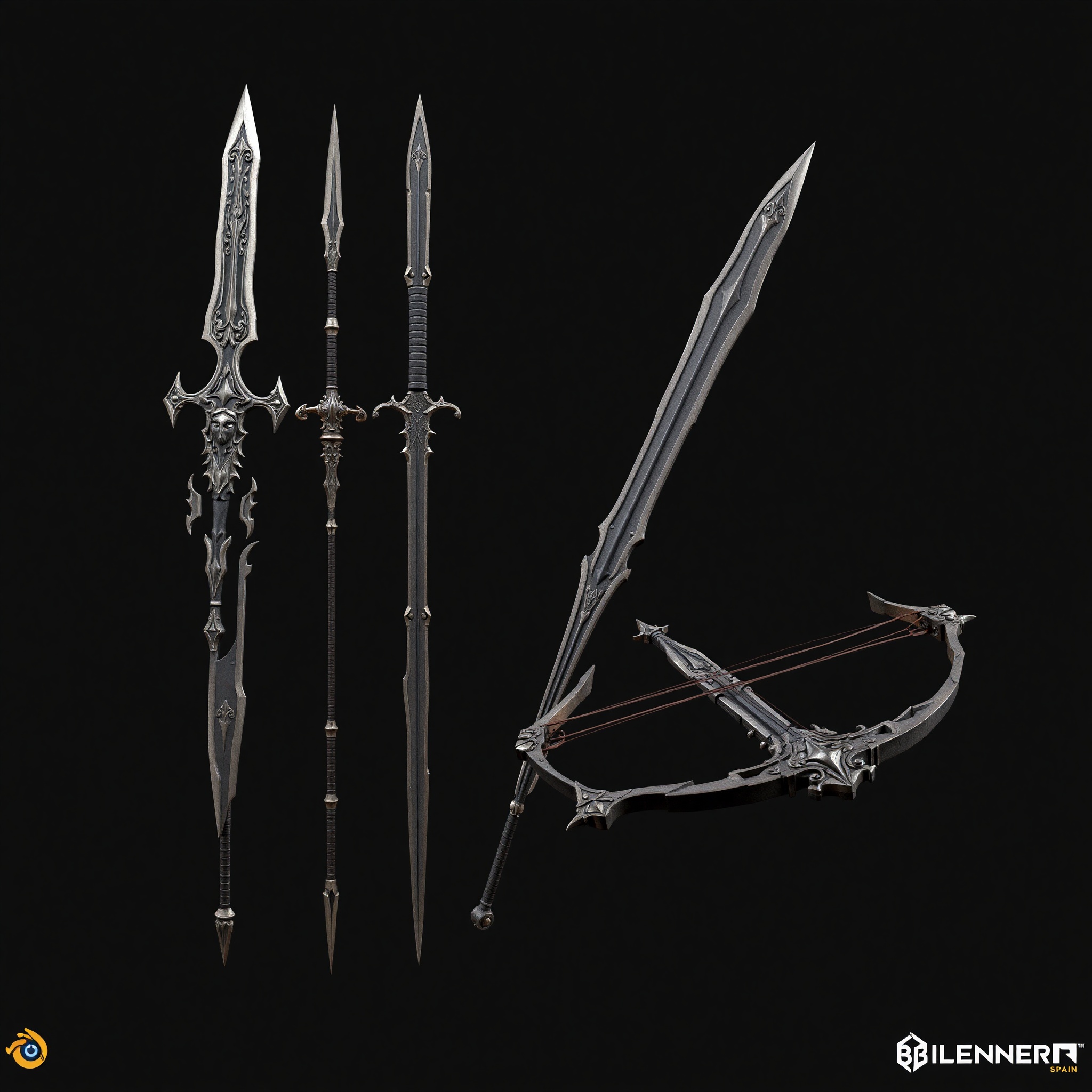 Modelo 3D profesional de armas para videojuegos en Blender